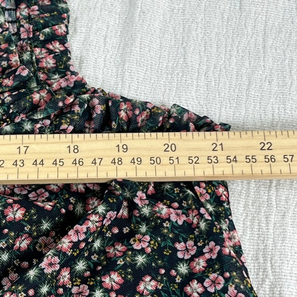 Maurices Women L Floral Print Sleeveless Dress Smocked Mock Neck Peasant Prairie - Picture 6 of 14